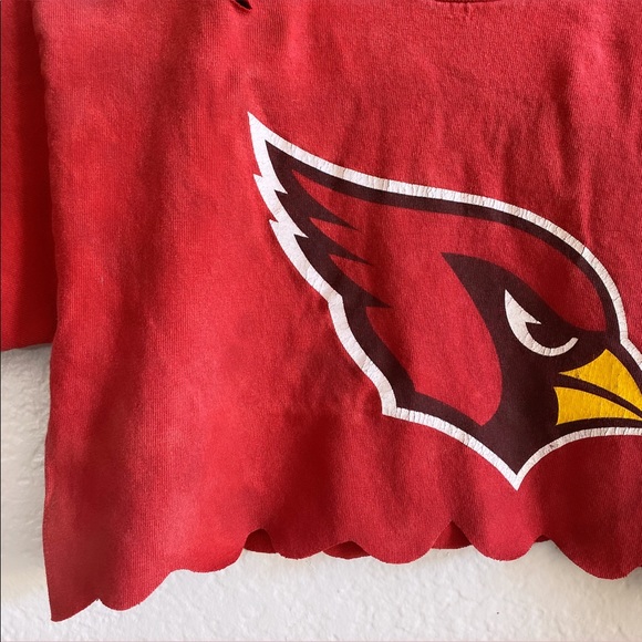 Youth Girls Cardinals Football Crop Top Distressed - Picture 4 of 5